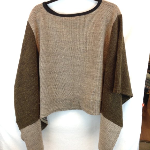 Lavena Brown/Beige Oversize Poncho - Picture 3 of 13